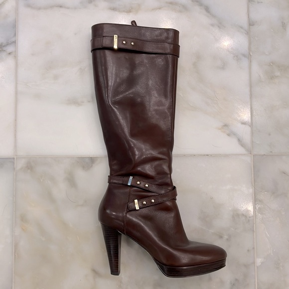 Cole Haan Shoes - Cole Haan Nike Air Knee High Boots. SZ 7. Dark Brown. 4 in heels. Brass detail.